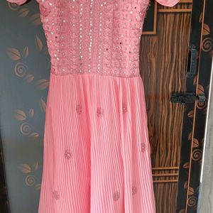 Women's Pink Gown With Dupatta