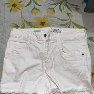 white denim shorts