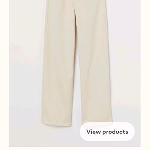 Branded Wide Leg Beige Jeans