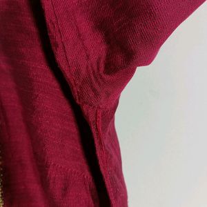 Burgundy Embroidered Kurta (Women)