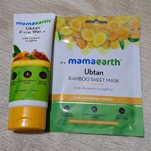 Mamaearth Ubtan Face Wash And Sheet Mask Combo