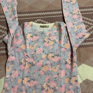 Warm Full Sleeve Floral Top Sweater