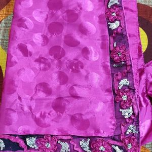 Pink Net Saree