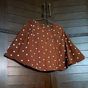 SERA Women Brown Polka Dot Printed Flared Skirt