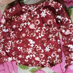 Maroon Floral Top