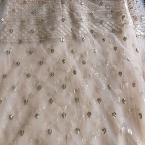 Nude Net Sequence Embroidered Saree (Women)