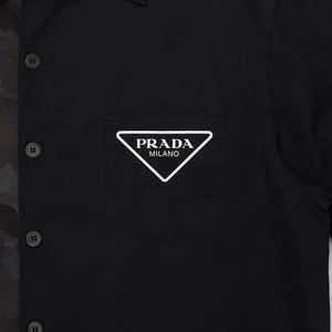 PRADA Double Match Bowling Shirt in Cotton Poplin