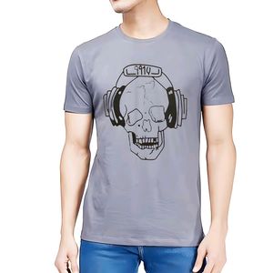 Skull Music Printed Round Neck T-Shirt for Men's