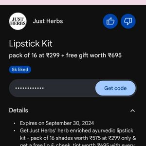 Offer Code For Just Herbs Lipsticks