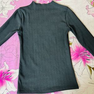 High Neck Body Fitted Charcoal Colour Top.