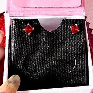 Pure Silver Cherry Red Studs