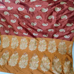 Brown Semi Raw Silk Saree 5.6m