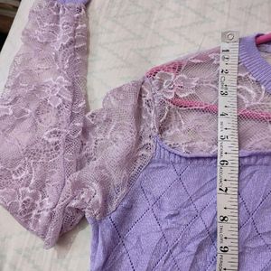 Lavender Fashion Wool Top Stretchy