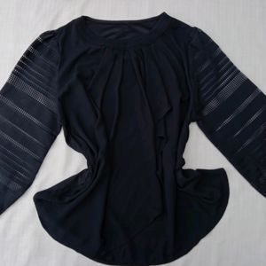 New Korean Black Ruffled Blousen