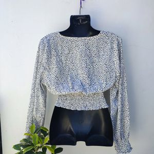 Shein White Pola Dot Top