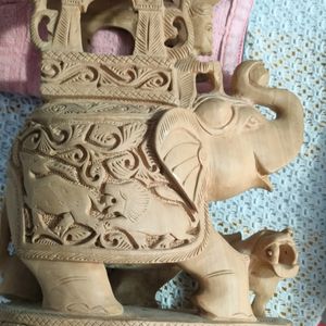 Wooden Carving Elephant Statue