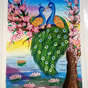 Hand made painting Of Peacock