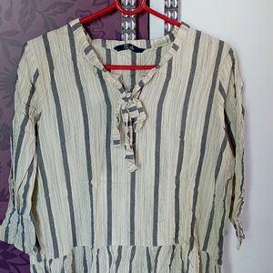 Stripped Top With Flare Sleeves