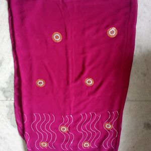 Embroidered Synthetic Saree