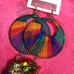 2 Type Of Earrings Multicolour and Gold Platted