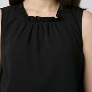 Women Black Solid Formal Round Neck Top