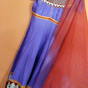 Cotton Anarkali Suit With Dupatta Set