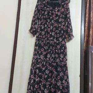 Antheaa Black Purple Maxi Dress