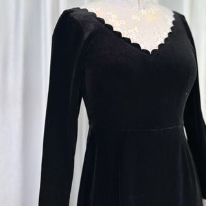 Korean Autumn Velvet Dress