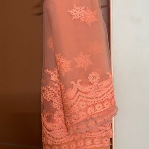 Beautiful Peach Saree With Contrast Blouse