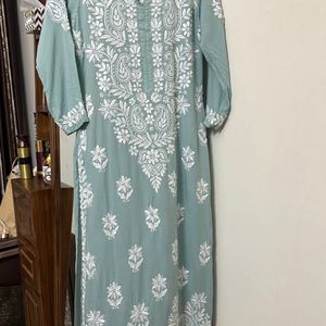 Dusty Green Chikankari Kurta