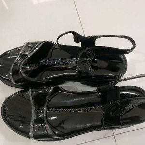 New Shining Black Sandals Never Worn