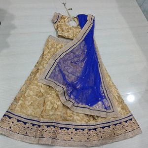 Golden & blue Wedding Lehanga