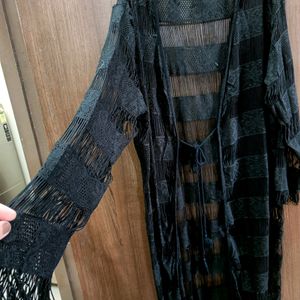 Net Black Long Shrug Size M To L