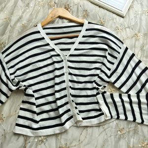 Strip Crop Thin Sweater