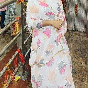 New Georgette Floral Printed White Dress