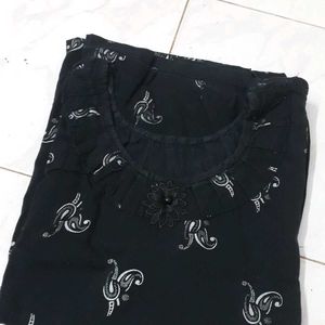 Black Printed Nighty Women