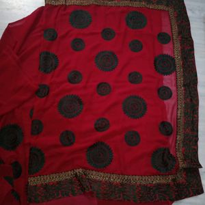 Heavy Embroidery Work Party Wear Mehroon Saree