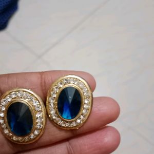 2 Earrings.. Colour Blue And Golden