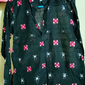 Black Cotton Sambalpuri Short Kurta for 13 /14 Yrs