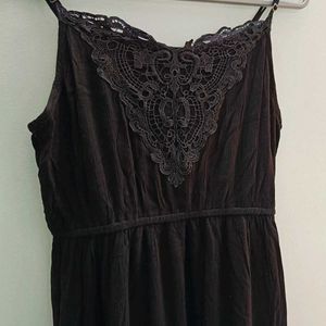 Black Sleeveless Gown Type Dress(New)