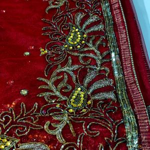 Handwork Soft Net Maroon Saree With Blouse