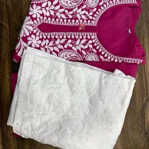 Beautiful Cotton Chikankari Kurta Bottom Set