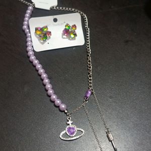 Korean Necklace With Earrings