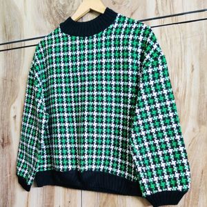 Green Designer Sweater Size-42-44