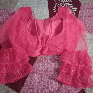 Magenta Pink Stitched Blouse