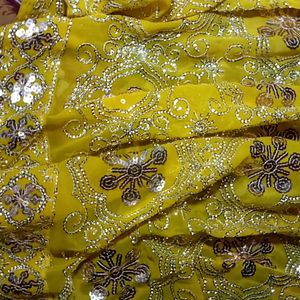 Sequined Yellow Saree