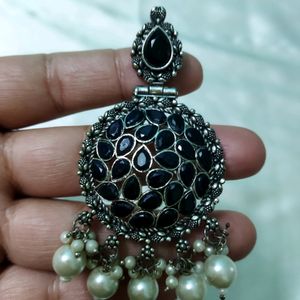 Black-silver Ethnic Earrings