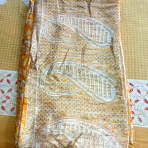 Golden yellow With Silver Silk Saree