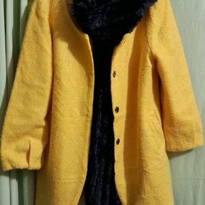 Set Of Woolen Coat With Fur Stole