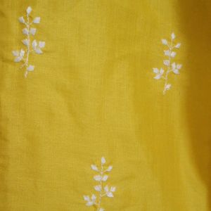 Yellow White Embroidery KURTI